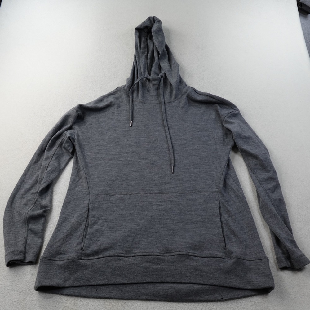 WoolX Callie Hoodie Womens Large Gray 100% Merino Wool Pullover Hooded Sweater